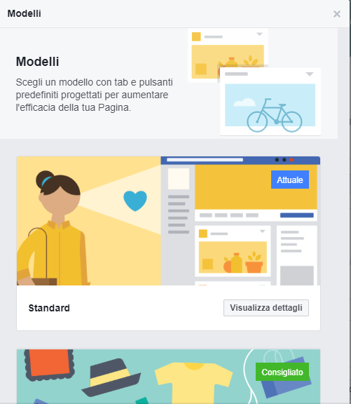 modelli pagina facebook